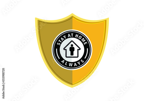 Stay at home. Vector labels for staying at home, preventing transmission of corona virus during a pandemic. The icon of staying at home for a safe and healthy life