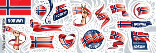 Vector set of the national flag of Norway in various creative designs