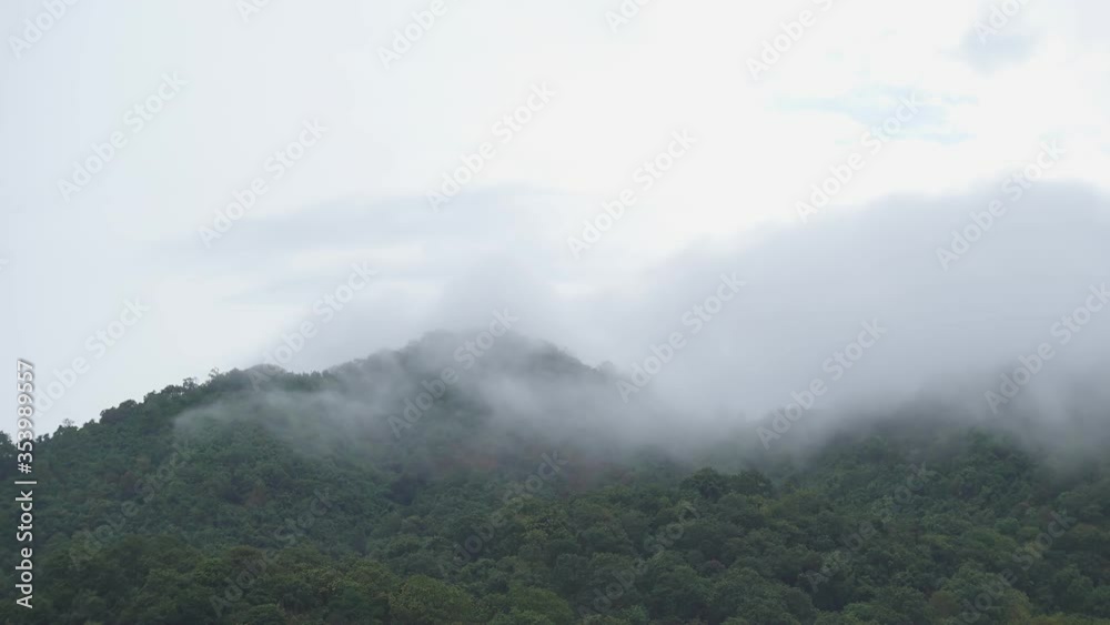 Footage B Roll Fog slow motion moving over the high mountain. rain fog moving. Nature in the wet rainy season