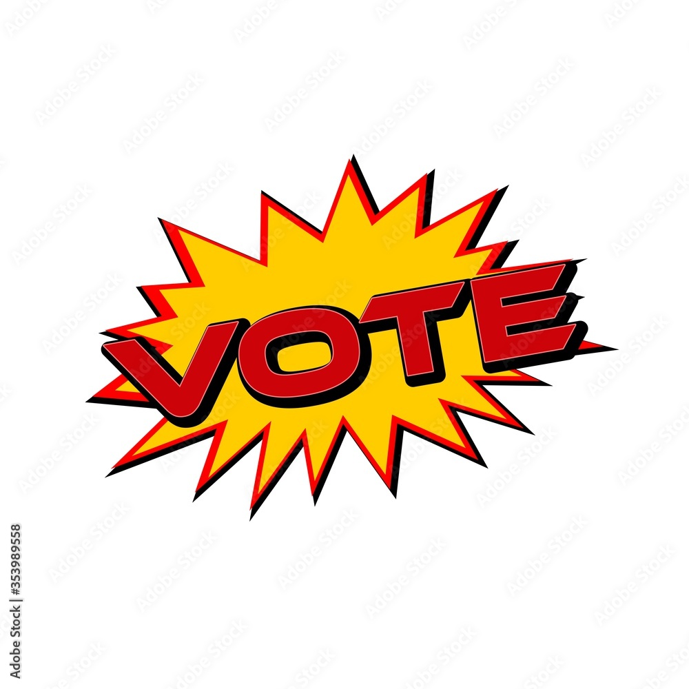 Comic text speech bubble Vote isolated on white background Comic text speech bubble Vote isolated on white background