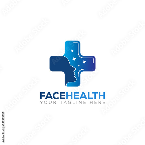 facehealth logo, creative cross health and face vector