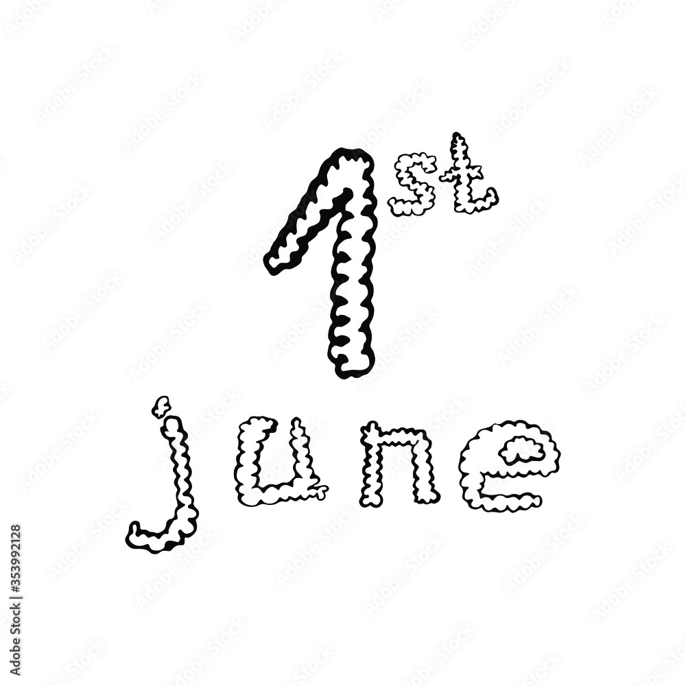 Lettering June 1st. Vector illustration on a white background. Lettering June 1st. Vector illustration on a white background.