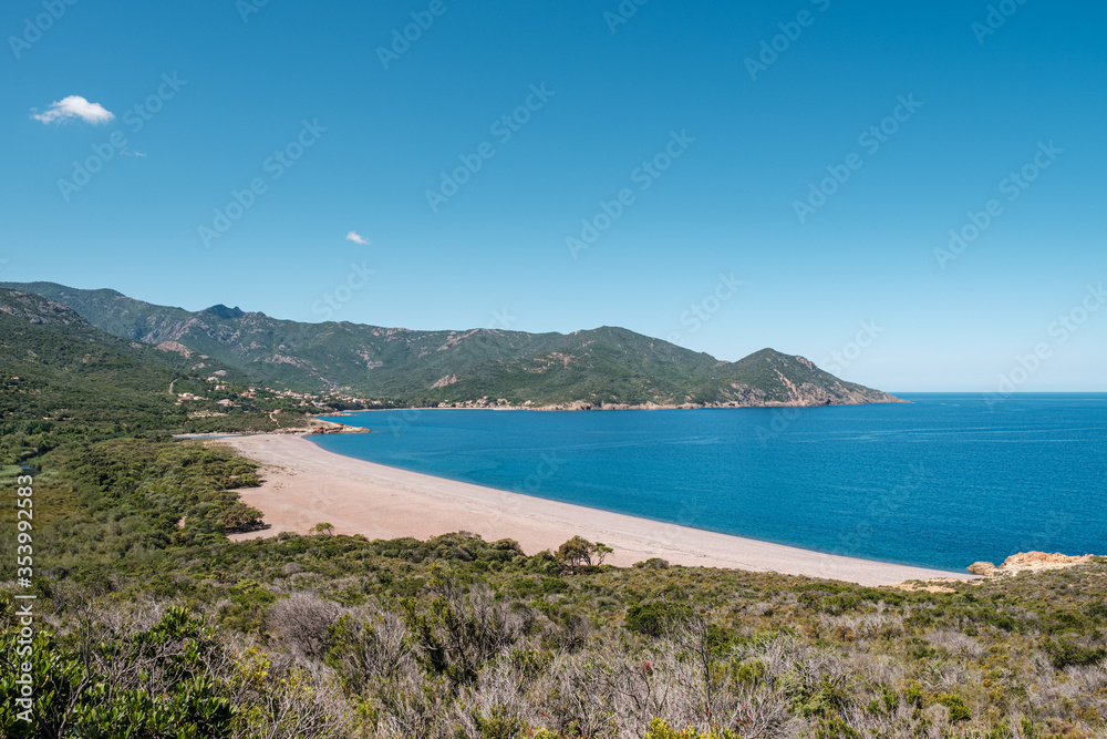 Deserted beach at Galeria in Corsica