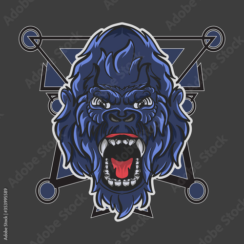 monkey, kong, gorilla sacred geometry illustration suitable for you to download for apparel or anything