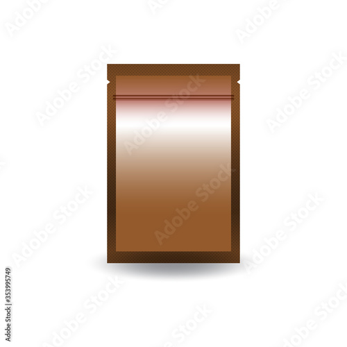 Blank brown copper double sided flat foil ziplock bag for food or healthy product.