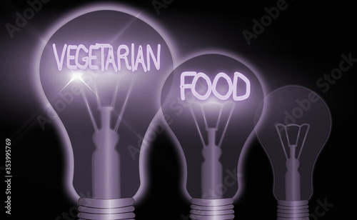 Handwriting text writing Vegetarian Food. Conceptual photo refers to the cuisine that fulfills a vegan s is conditions photo