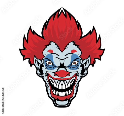 Evil cartoon clown illustration.	