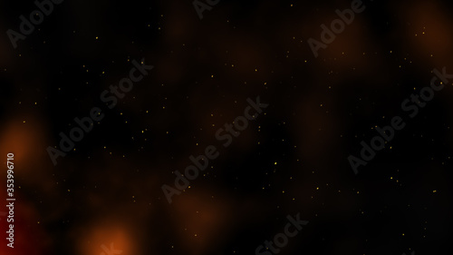 Red fire waving smoke with small particle embers background - 3D illustration fire particle background concept