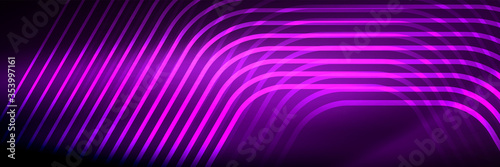 Shiny neon lines  stripes and waves  technology abstract background. Trendy abstract layout template for business or technology presentation  internet poster or web brochure cover  wallpaper