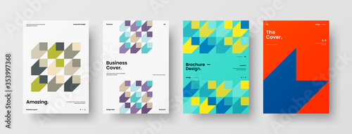 Wallpaper Mural Company identity brochure template collection. Business presentation vector A4 vertical orientation front page mock up set. Corporate report cover abstract geometric illustration design layout bundle. Torontodigital.ca
