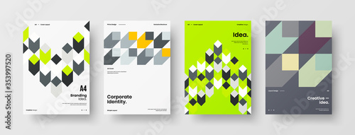 Wallpaper Mural Company identity brochure template collection. Business presentation vector A4 vertical orientation front page mock up set. Corporate report cover abstract geometric illustration design layout bundle. Torontodigital.ca