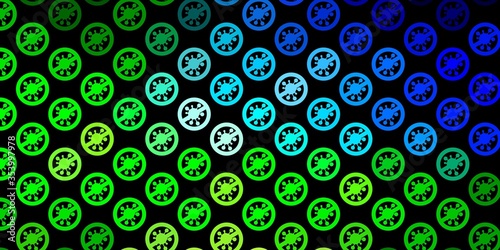 Dark Blue, Green vector pattern with coronavirus elements.