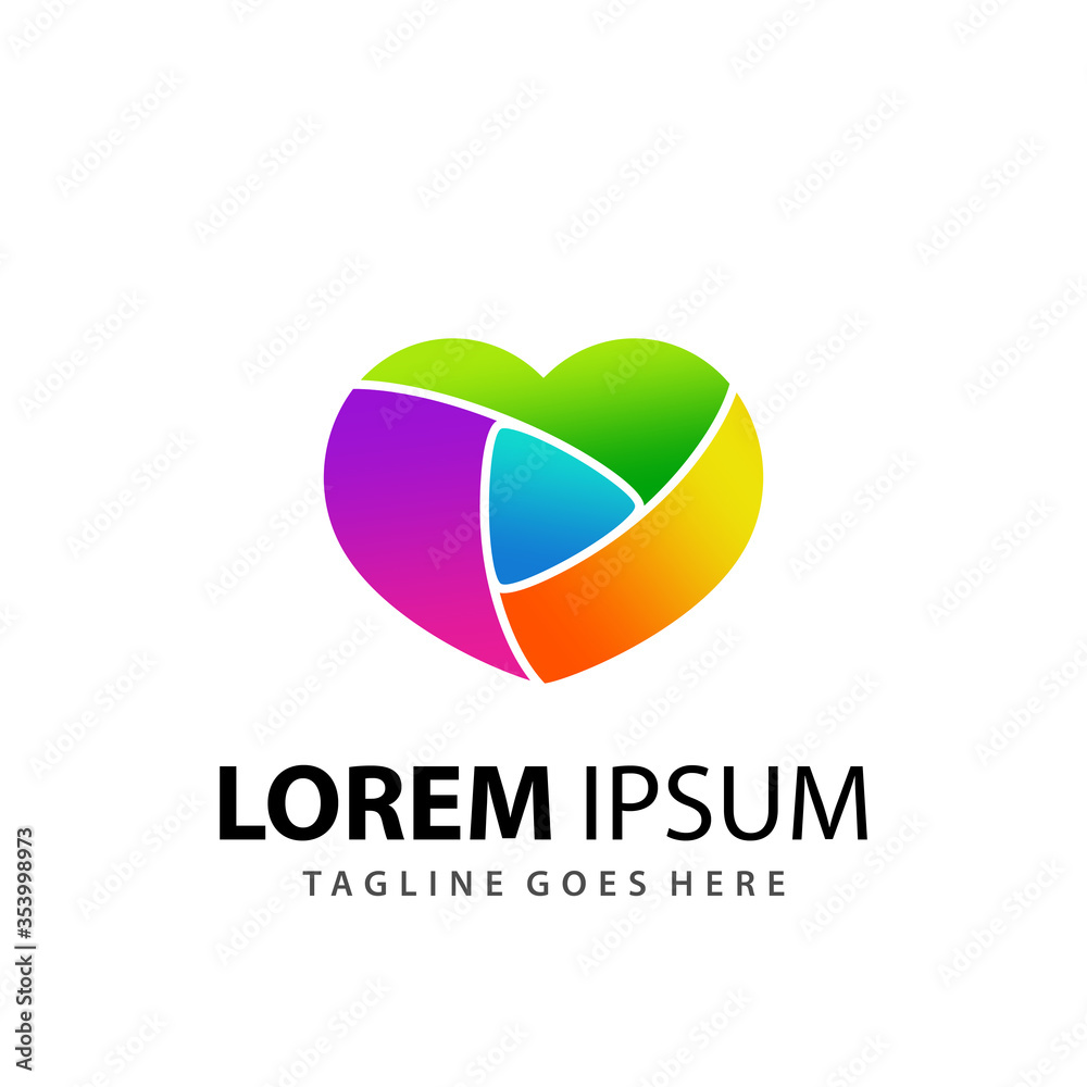 Abstract Gradient Love Play Media Colorful Logo Design Template Premium Vector Abstract Gradient Love Play Media Colorful Logo Design Template Premium Vector