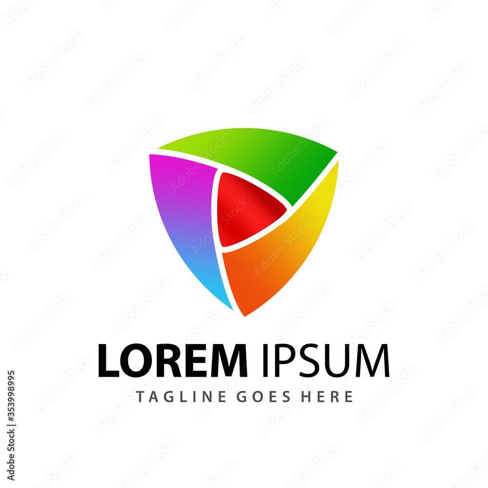 Awesome Gradient Shield Play Media Logo Design Template Vector Awesome Gradient Shield Play Media Logo Design Template Vector