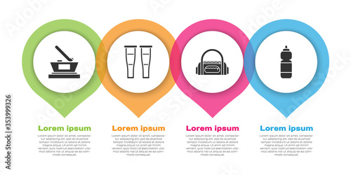 Set Ice hockey cup champion, Crutch or crutches, Sport bag and Fitness shaker. Business infographic template. Vector.