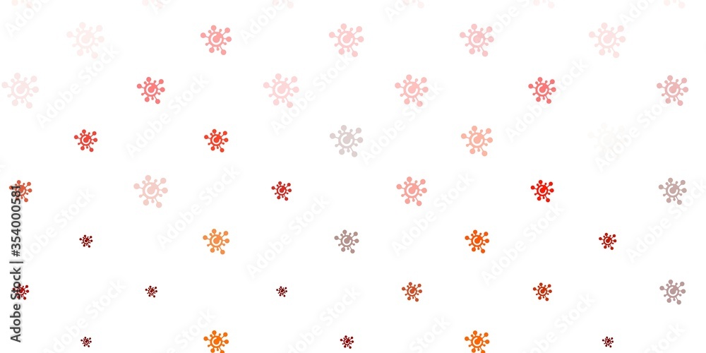 Light Red, Yellow vector background with covid-19 symbols. Light Red, Yellow vector background with covid-19 symbols.