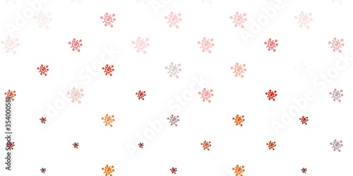 Light Red, Yellow vector background with covid-19 symbols.