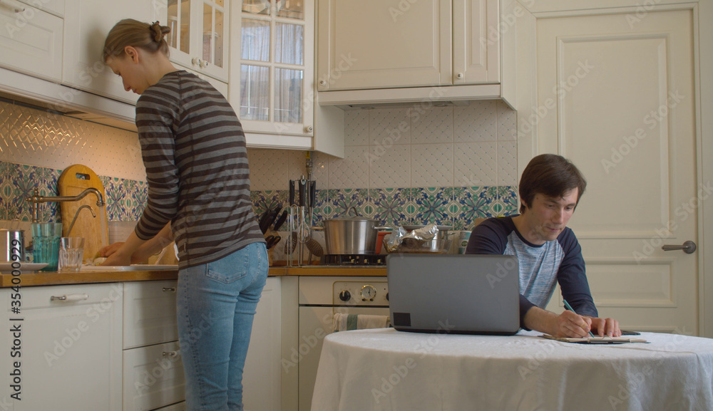 Young man working from home Young man working from home