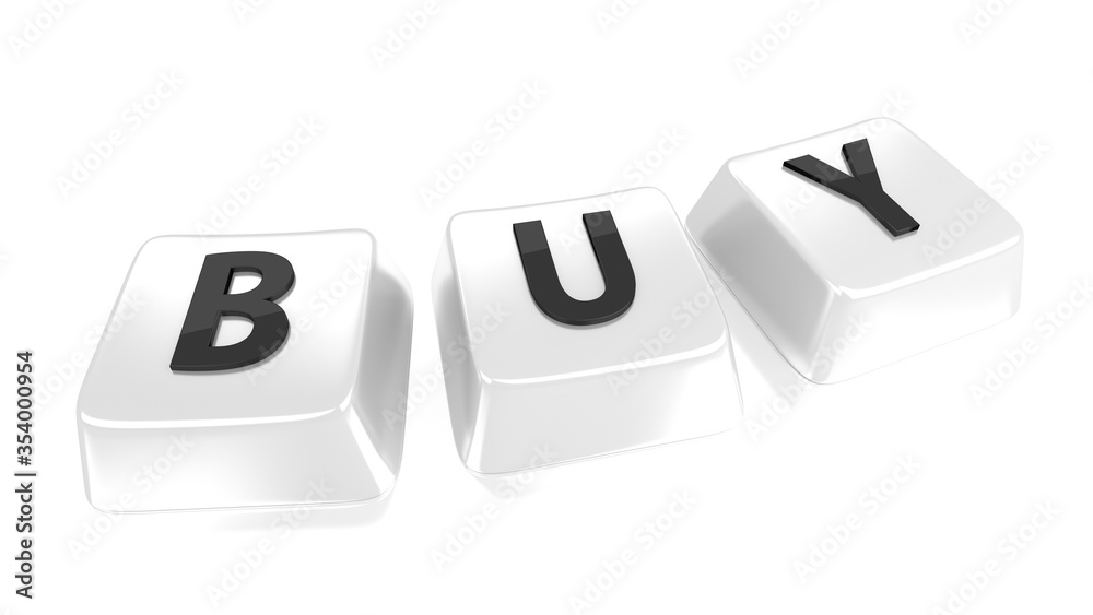 BUY written in black on white computer keys. BUY written in black on white computer keys.