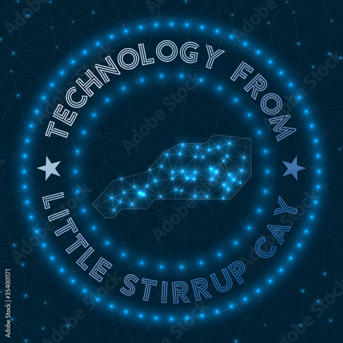 Technology From Little Stirrup Cay. Futuristic geometric badge of the island. Technological concept. Round Little Stirrup Cay logo. Vector illustration.