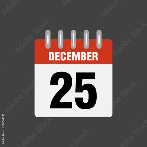 25 december calendar - christmas icon vector design template