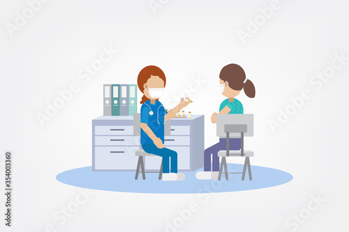 Nurse give vaccine to patient