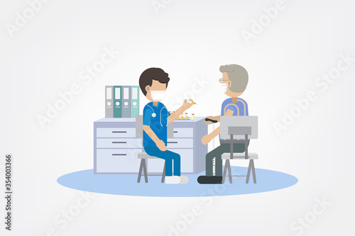 Nurse give vaccine to patient