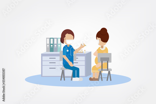 Nurse give vaccine to patient