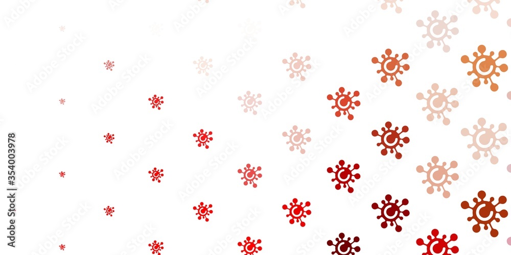 Light Red, Yellow vector backdrop with virus symbols.
