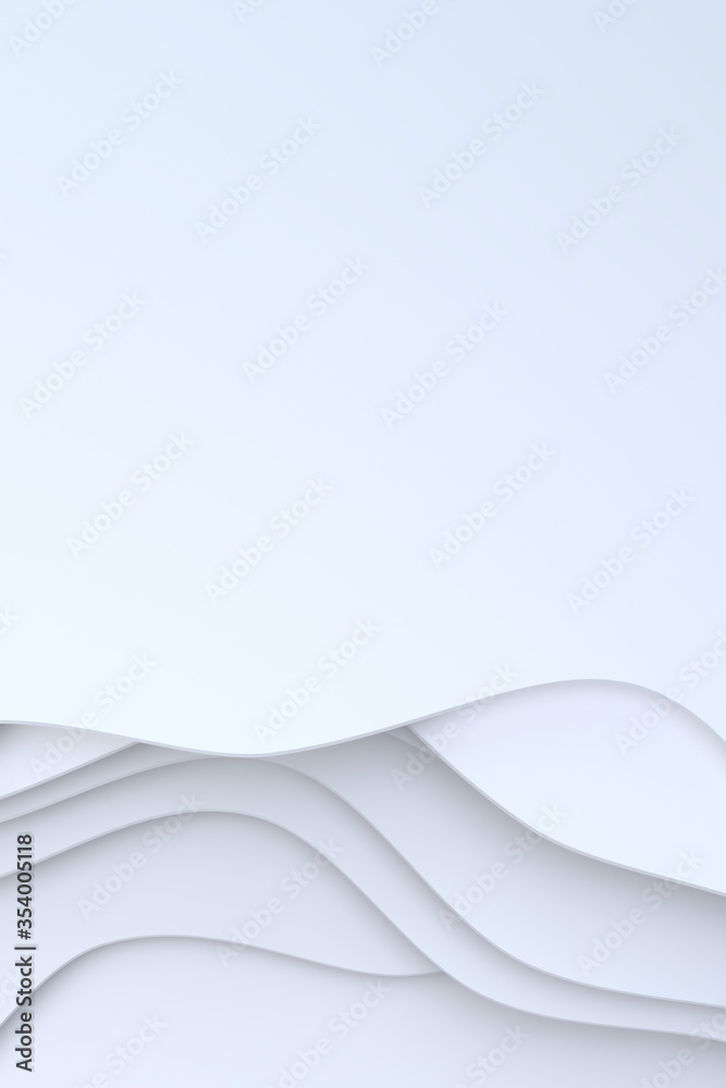 3D rendering, Abstract white paper cut art background design for website template or presentation template.