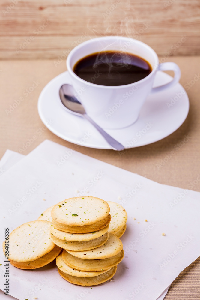 Crackers with black coffee Crackers with black coffee