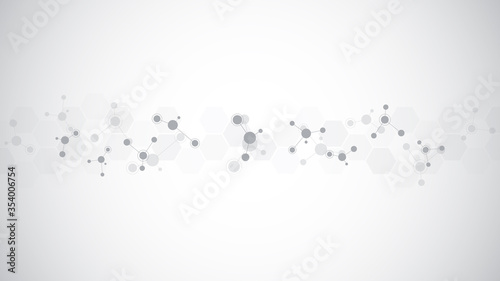 Abstract background of molecular structures. Molecules or DNA strand, genetic engineering, neural network, innovation technology, scientific research. Technological, science and medicine concept.