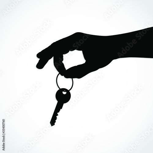 silhouette hand hold key / vector illustration