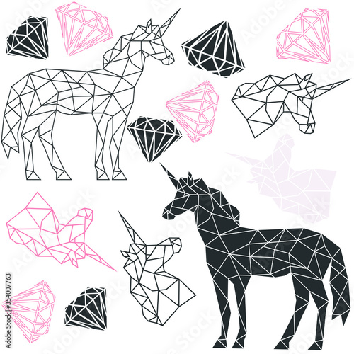 Vector abstract polygonal geometric unicorn