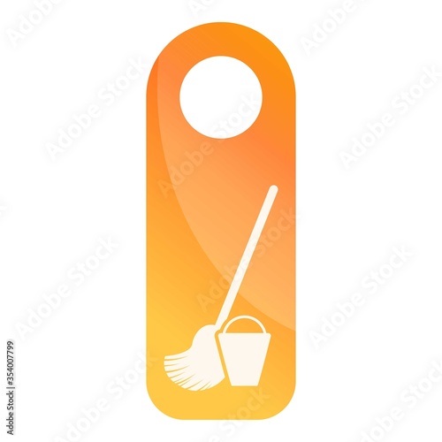 Room service door tag icon. Cartoon of room service door tag vector icon for web design isolated on white background