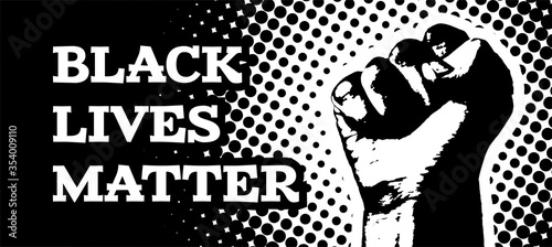 Black lives matter.  I can't breath. Vector illustration with hand on white