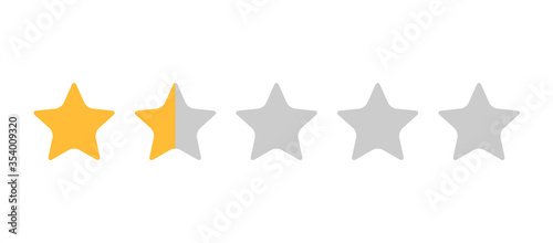 One and half stars, customer quality symbol, vector product rating review flat icon for hotel, restaurant etc
