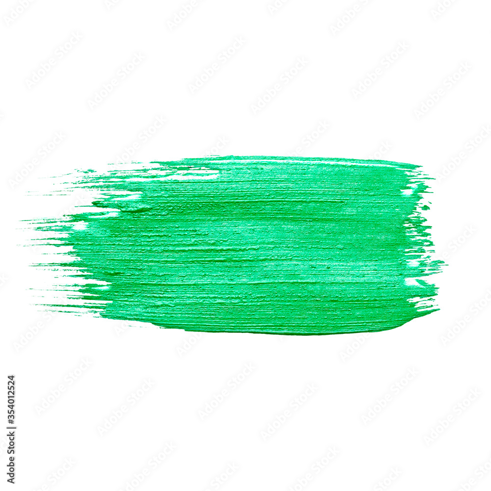 Green paint brush strokes isolated on white background