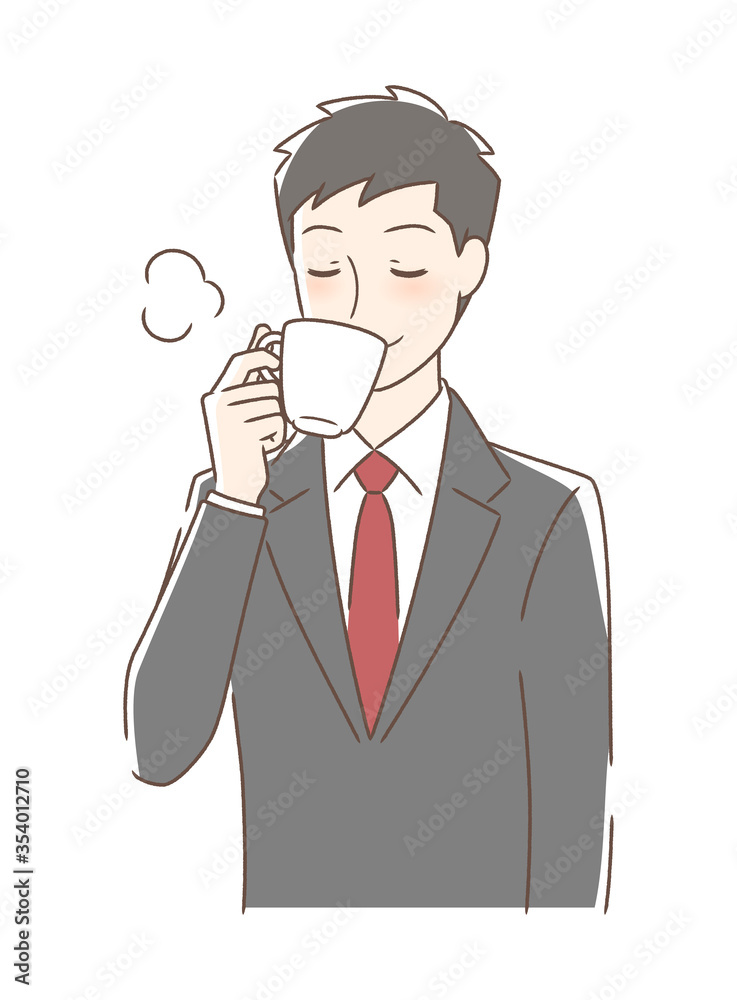 マグカップのコーヒーを飲む男性 マグカップのコーヒーを飲む男性