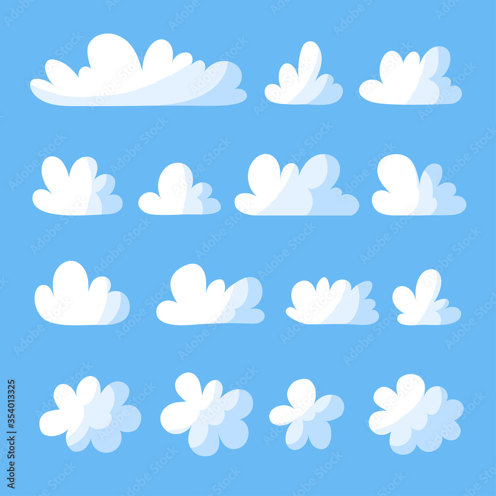 Cartoon clouds isolated on blue sky vector set. Cartoon clouds isolated on blue sky vector set.