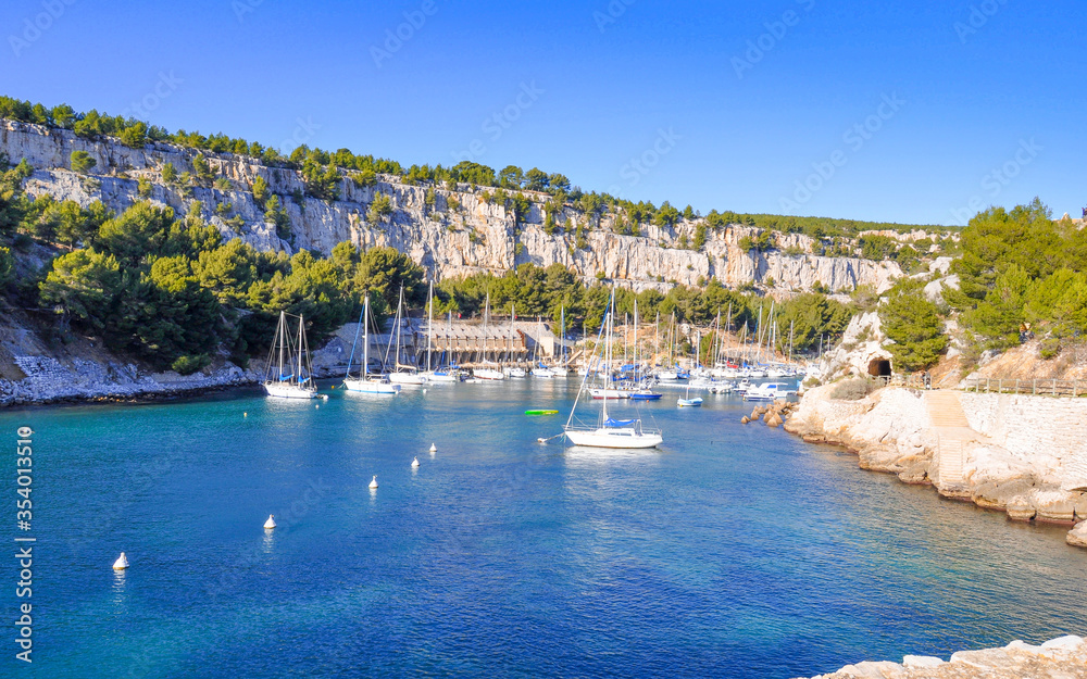 View of the coast of the Mediterrane sea. France. National park of Calanques.