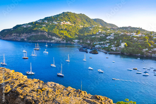 View of the port of Ischia island, Italy.