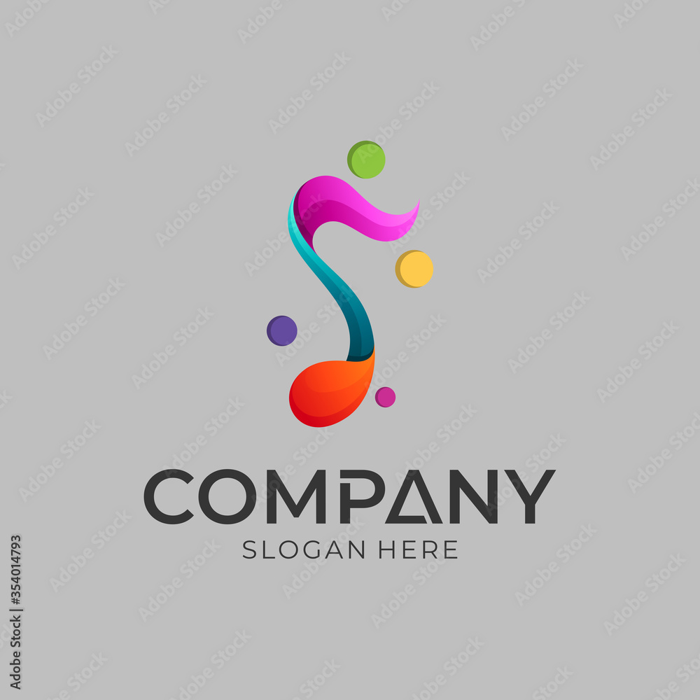 Fototapeta premium Colorful music note vector logo design template