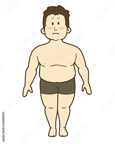 男性の人体のイラスト　正面　肥満