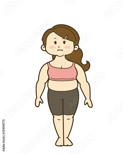 女性の人体のイラスト　正面　肥満