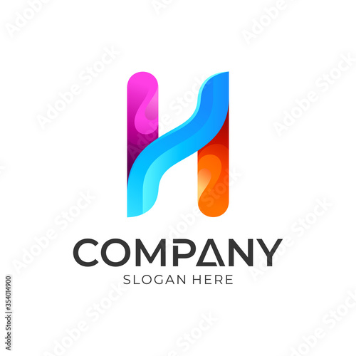 Colorful letter H logo vector. Abstract initial letter H vector design template.