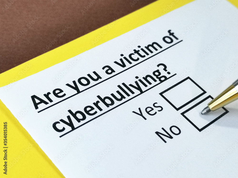 One person is answering question about cyberbullying. One person is answering question about cyberbullying.