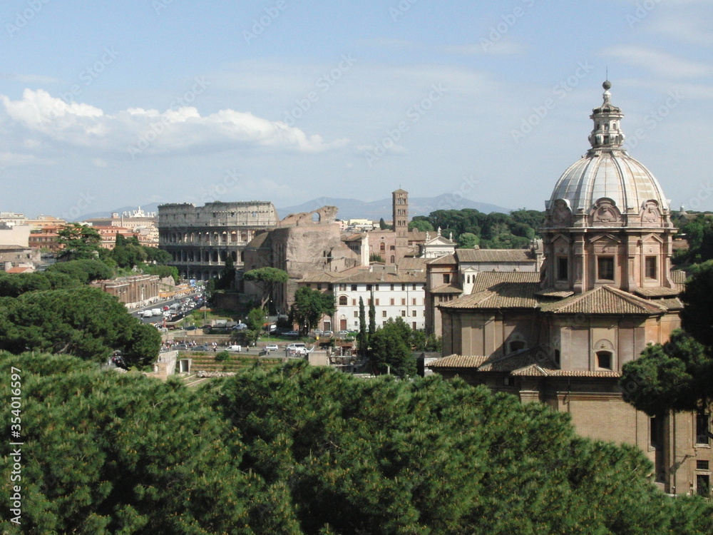 panorama of the city of Rome in spring