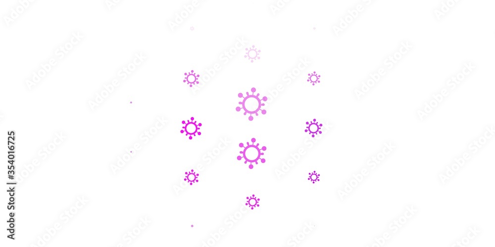 Light Purple, Pink vector background with covid-19 symbols.