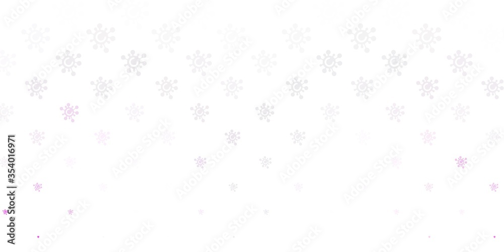Light Purple, Pink vector background with covid-19 symbols. Light Purple, Pink vector background with covid-19 symbols.